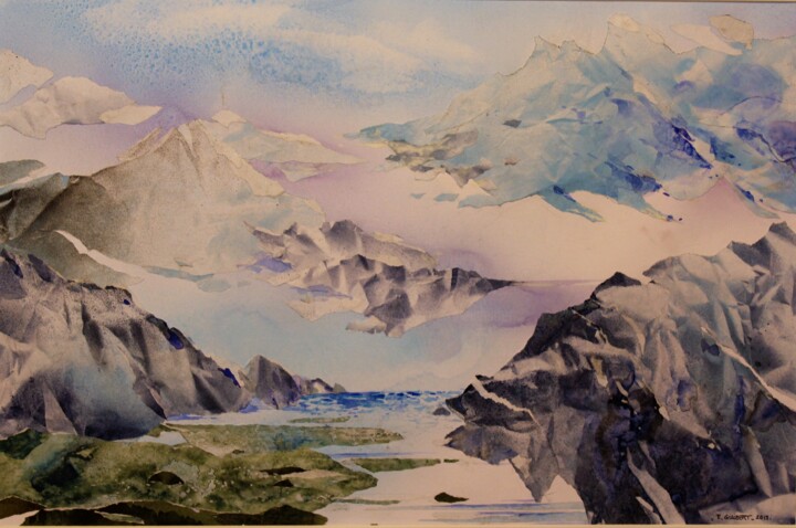 Painting titled "Douceurs alpines n°2" by Raymond Guibert, Original Artwork, Watercolor