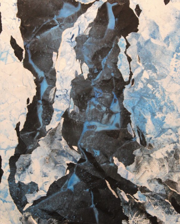 Painting titled "Cascades de glace" by Raymond Guibert, Original Artwork, Watercolor