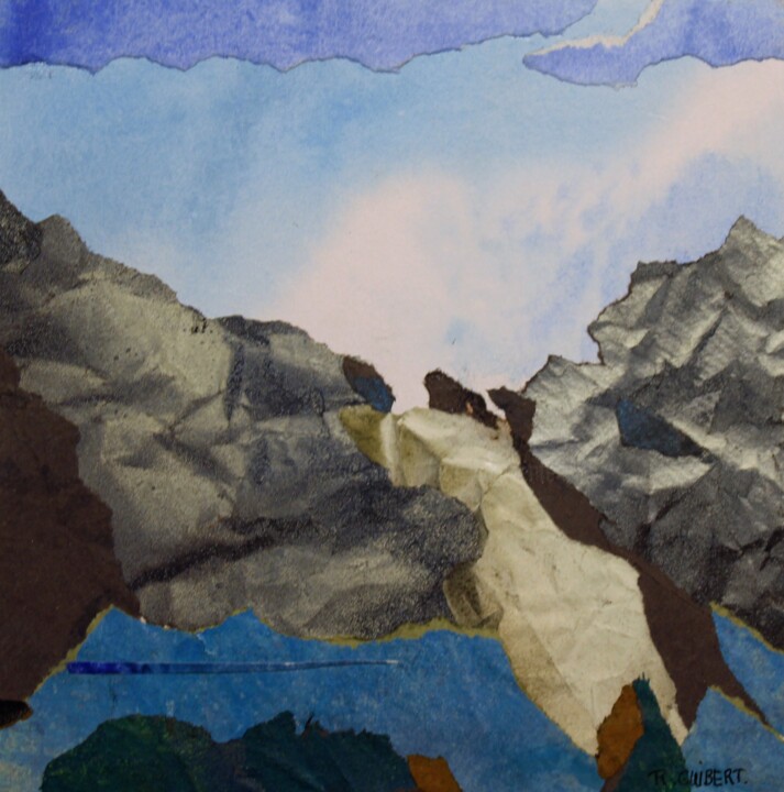 Painting titled "massifs rêvés 3" by Raymond Guibert, Original Artwork, Watercolor Mounted on Cardboard