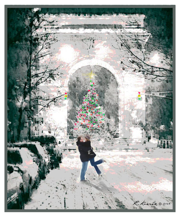 Artes digitais intitulada "A romantic winter r…" por Raymond Kursar, Obras de arte originais, Pintura digital