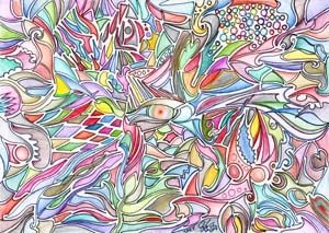 Drawing titled "Color" by Raymond Shumeliov, Original Artwork