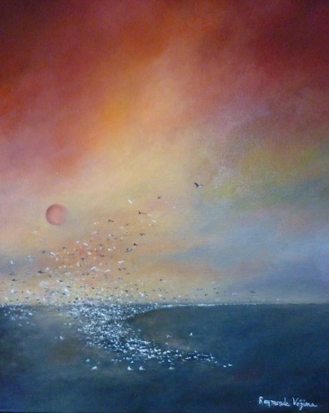 Peinture intitulée "Les ailes de la nuit" par Raymonde Vézina, Œuvre d'art originale,