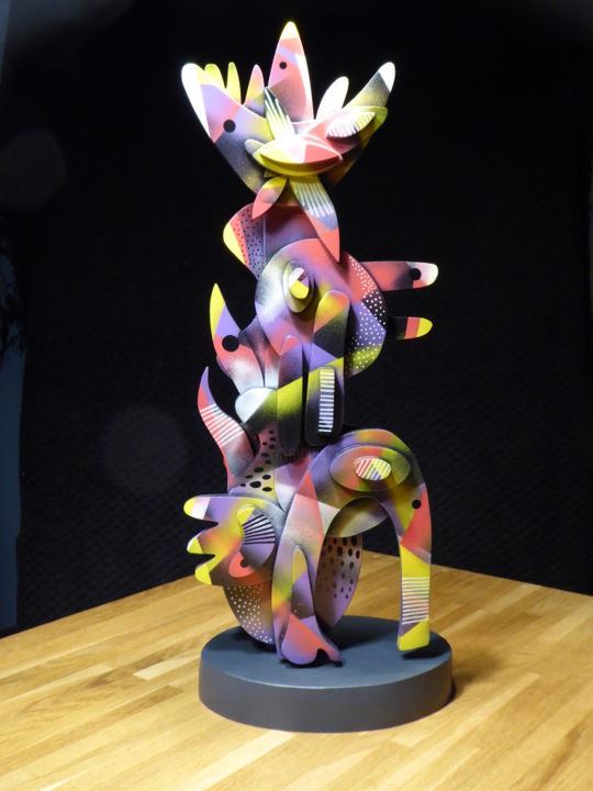 Sculpture intitulée "Totem IV" par Thierry Corpet (Raymond X), Œuvre d'art originale, Bois