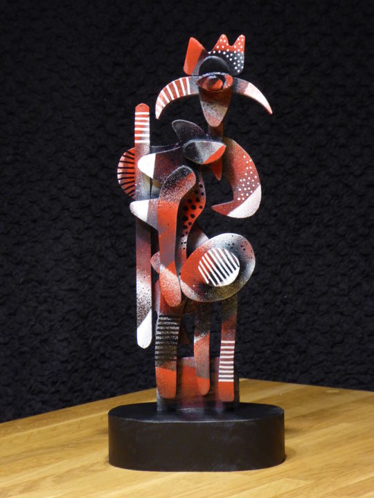Sculpture titled "Tiny Totem IV" by Thierry Corpet (Raymond X), Original Art, Wood