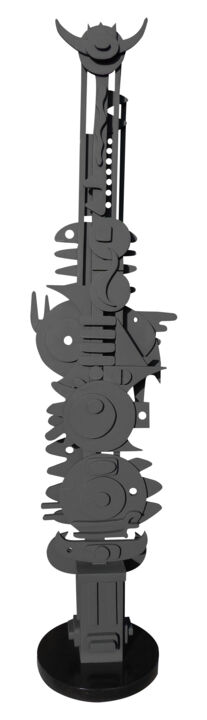 Скульптура под названием "Big Totem 2" - Thierry Corpet (Raymond X), Подлинное произведение искусства, Дерево