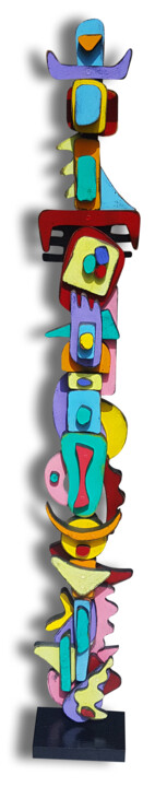 Sculpture titled "Big Colors 1" by Thierry Corpet (Raymond X), Original Artwork, Wood