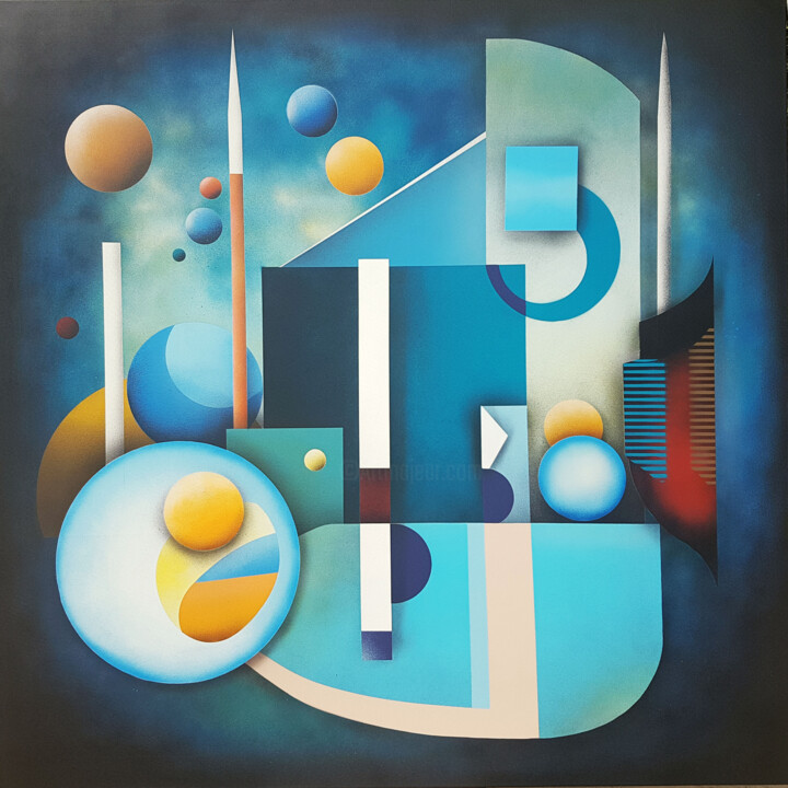 Painting titled "The Aural Trick" by Thierry Corpet (Raymond X), Original Artwork, Spray paint Mounted on Wood Stretcher fra…