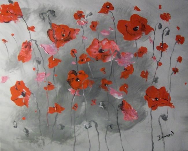 Painting titled "Red Poppies" by Raymond Doward, Original Art, Oil