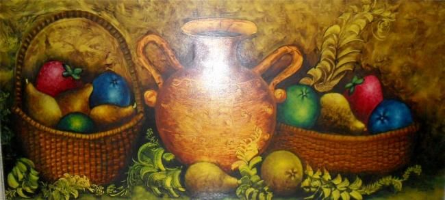 Malerei mit dem Titel "BODEGON" von Raymundo Sanchez, Original-Kunstwerk, Öl
