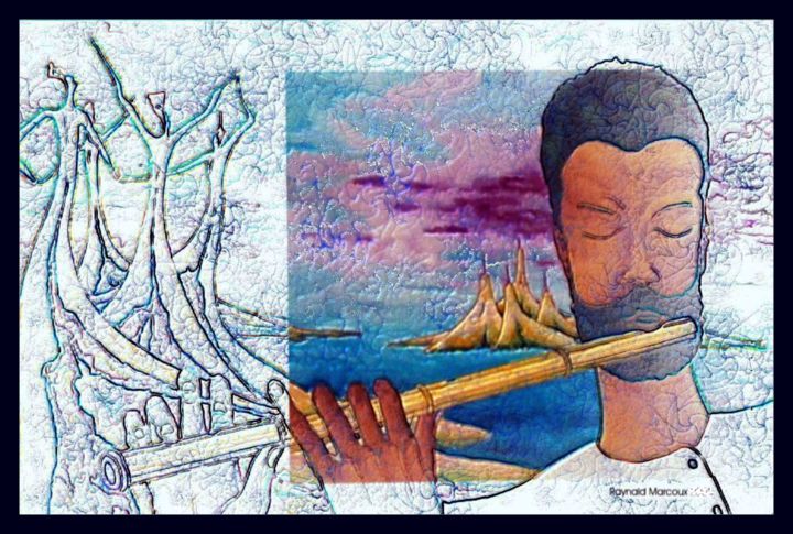 Digital Arts titled "Le flutiste" by Raynald Marcoux, Original Artwork