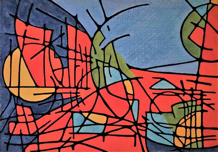 「Collioure」というタイトルの絵画 Rodolphe Beyroutiによって, オリジナルのアートワーク, オイル ウッドストレッチャーフレームにマウント
