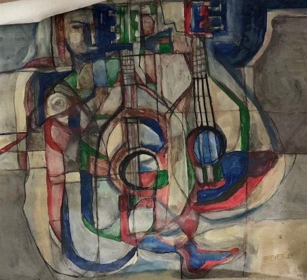 Pintura intitulada "Desnudos tocando Gu…" por Rigoberto Reyes, Obras de arte originais, Acrílico