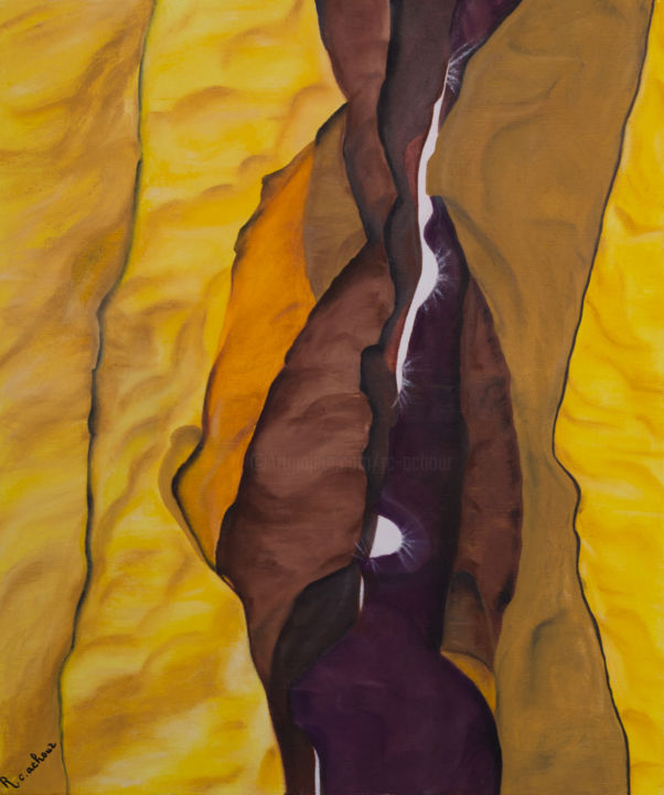 Painting titled "Antelope Canyon" by Renée C. Achour, Original Artwork, Oil