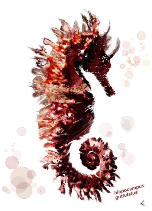 Digital Arts titled "hippocampus guttala…" by Rc Digipainter436, Original Artwork, Digital Painting