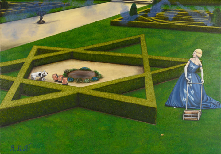 Painting titled "il giardino della D…" by Rosanna Cerutti, Original Art, Acrylic