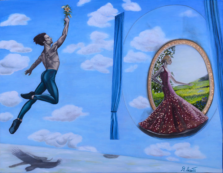 Painting titled "Nel blu dipinto di…" by Rosanna Cerutti, Original Art, Oil