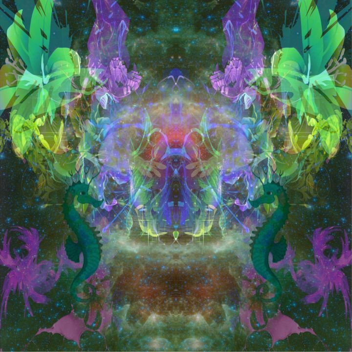 Digital Arts titled "floral-ocean-bloom.…" by Rcrystalwolfe, Original Art, Digital Painting
