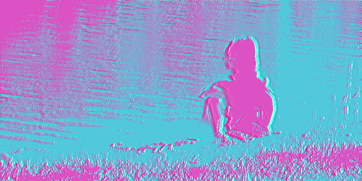 Digitale Kunst mit dem Titel "Frau am Wasser" von Rea Schenk, Original-Kunstwerk, Digitale Malerei
