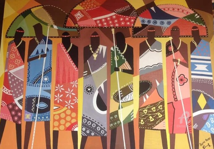 "Durba of chiefs" başlıklı Tablo Reagan Ohene Adjei tarafından, Orijinal sanat, Akrilik