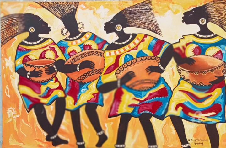 Картина под названием "Dance and happiness" - Reagan Ohene Adjei, Подлинное произведение искусства, Акрил