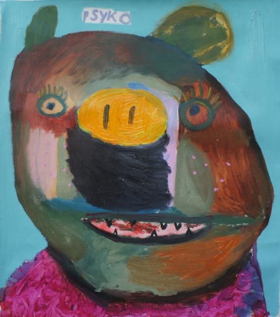Painting titled "The bear" by Kummelartdotcom, Original Art, Oil