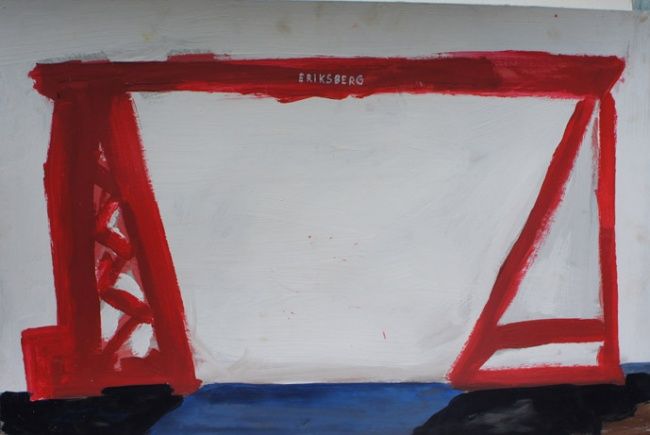 Painting titled "Eriksberg crane" by Kummelartdotcom, Original Artwork, Oil