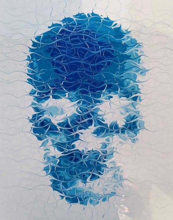 Painting titled "Skull Ice" by Reba, Original Artwork, Acrylic Mounted on Wood Stretcher frame