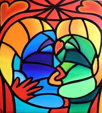 Painting titled "Deep Love" by Rebecca, Original Artwork