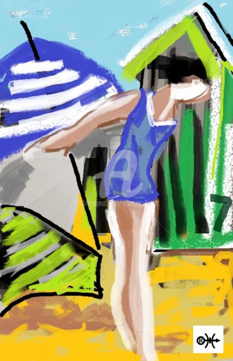 Painting titled "DEAUVILLE" by Rebecca Hirtes, Original Artwork, Digital Painting