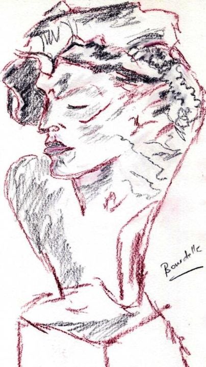 Tekening getiteld "Bourdelle" door Rebecca Behar, Origineel Kunstwerk