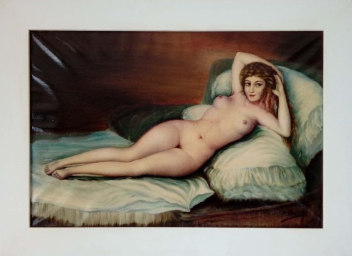 Painting titled "La maja desnuda" by R. Navarro, Original Artwork, Oil