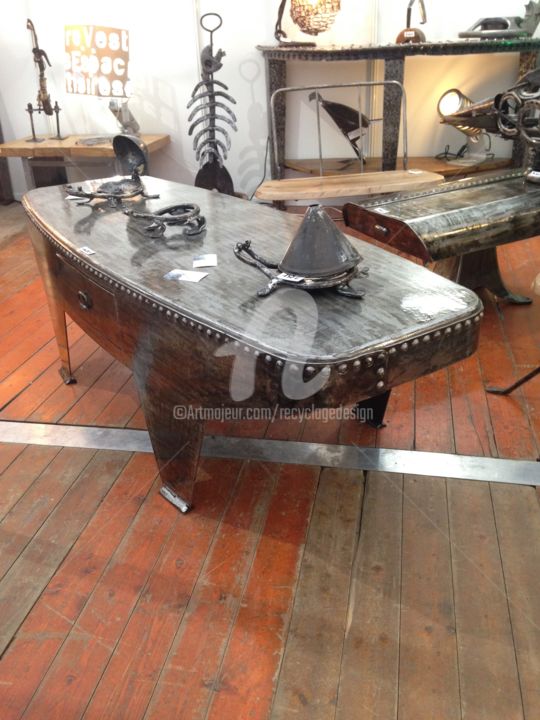 Artisanat intitulée "Table basse monoblo…" par Recyclage Design - Réanimateur D'Objets , Œuvre d'art originale