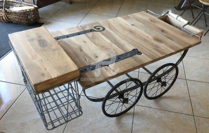 Design mit dem Titel "table basse landau…" von Recyclage Design - Réanimateur D'Objets , Original-Kunstwerk, Möbel