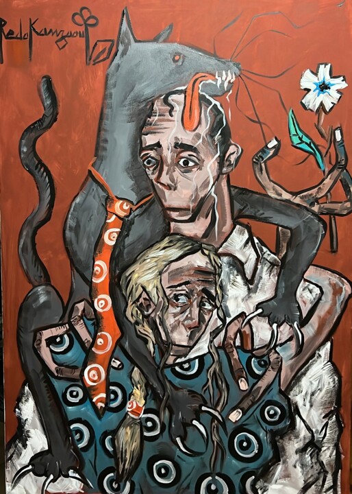 Painting titled "love is a dog from…" by Reda Kanzaoui, Original Artwork, Acrylic
