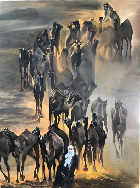 Pintura intitulada "In the desert with…" por Redart, Obras de arte originais, Óleo