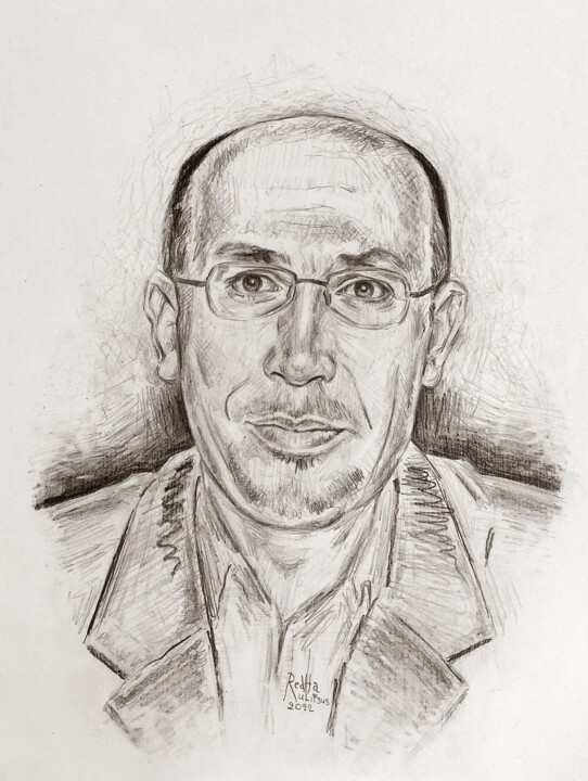 Drawing titled "Portrait de Mansour…" by Redha Benidiri, Original Artwork, Graphite