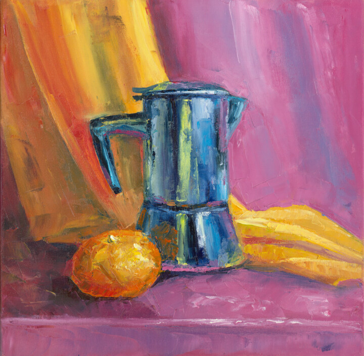 Painting titled "Still life with tan…" by Katerina Zhuchenko (RedHeadKat), Original Artwork, Oil