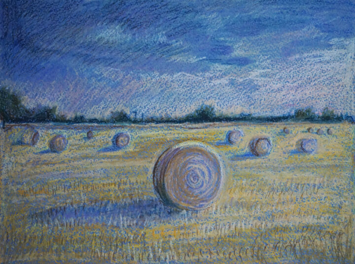 Malerei mit dem Titel "Late summer Field -…" von Redilion, Original-Kunstwerk, Pastell