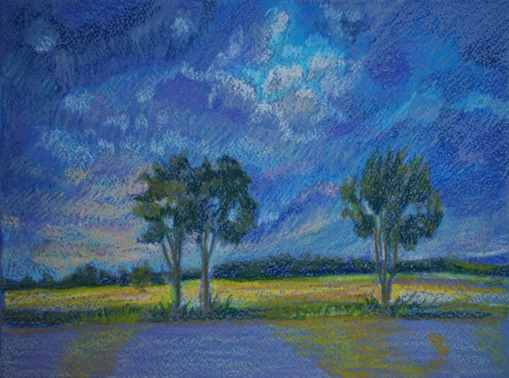 Malerei mit dem Titel "In the Fields - Oil…" von Redilion, Original-Kunstwerk, Pastell