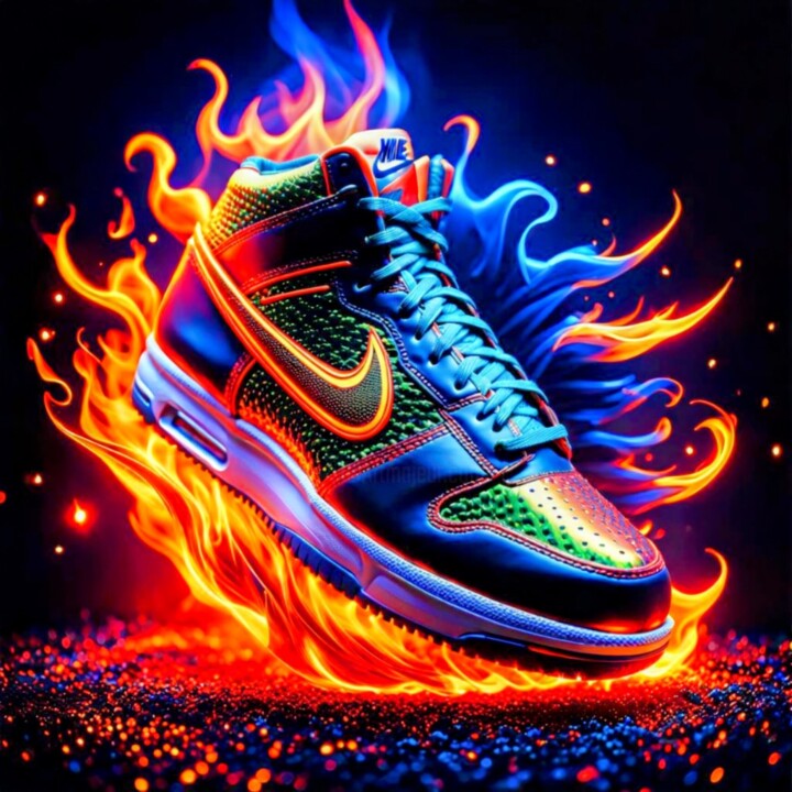 Arts numériques intitulée "Nike Infernos" par Redladder13, Œuvre d'art originale, Image générée par l'IA