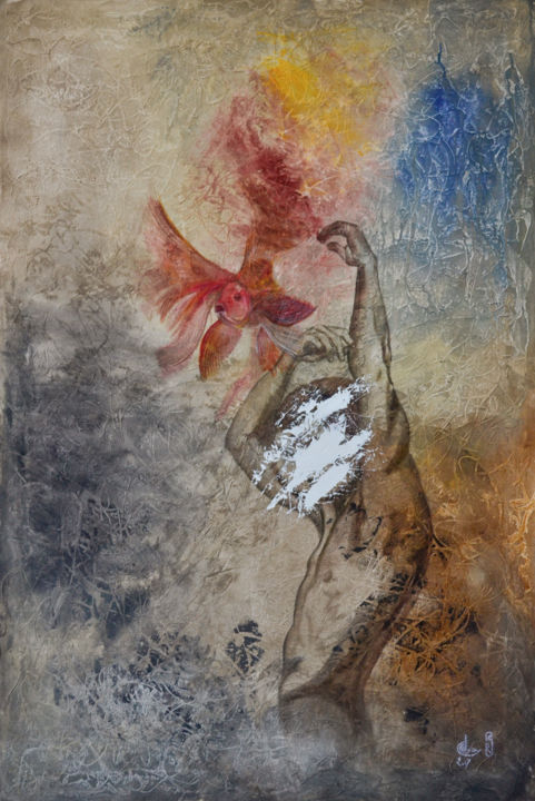 Peinture intitulée "poisson 3" par Redouane Aaziz, Œuvre d'art originale