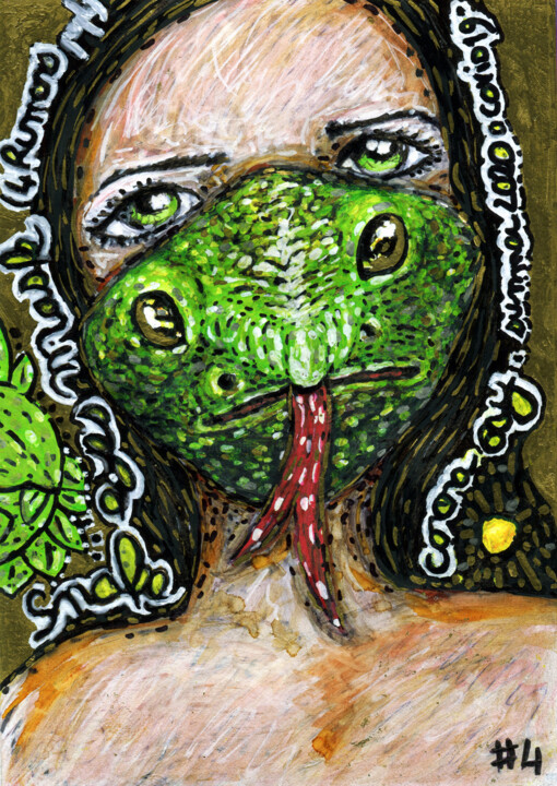 Dessin intitulée "#04-Snale Eyes Mask" par Karine Garelli (Reds Robin), Œuvre d'art originale, Marqueur