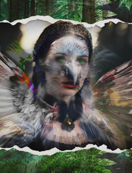 Digital Arts titled "Bird Woman" by Karine Garelli (Reds Robin), Original Artwork, AI generated image