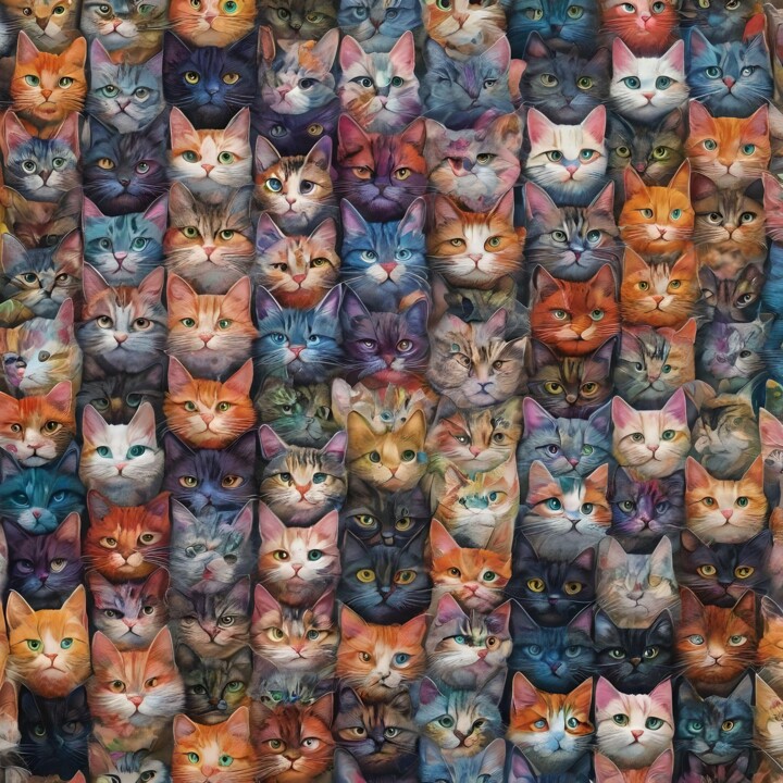 Digital Arts titled "Cats Corner" by Karine Garelli (Reds Robin), Original Artwork, AI generated image