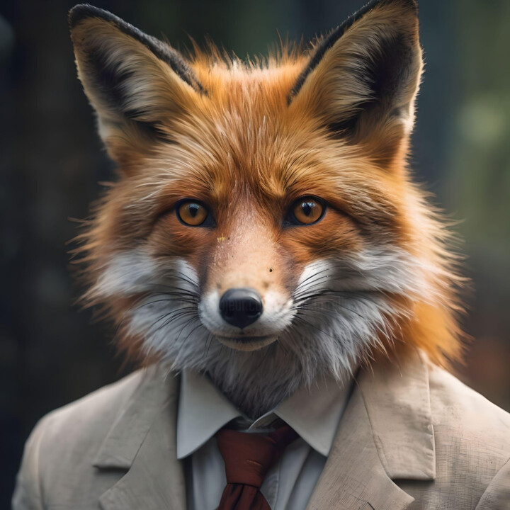 Digital Arts titled "Inspecteur Fox" by Karine Garelli (Reds Robin), Original Artwork, AI generated image