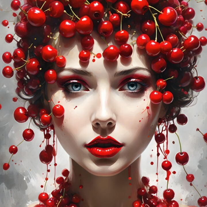 Цифровое искусство под названием "Cerise" - Karine Garelli (Reds Robin), Подлинное произведение искусства, Изображение, сген…
