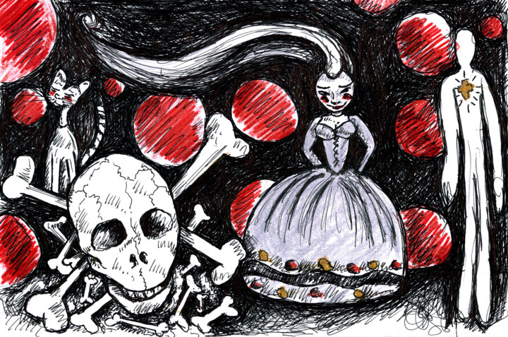 Drawing titled "Ghost Rdv" by Karine Garelli (Reds Robin), Original Artwork, Marker