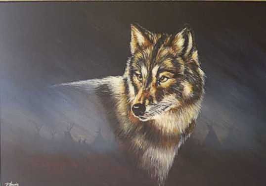 Helaas Doornen Toestemming De Wolf, Schilderij door Red-Wolf | Artmajeur