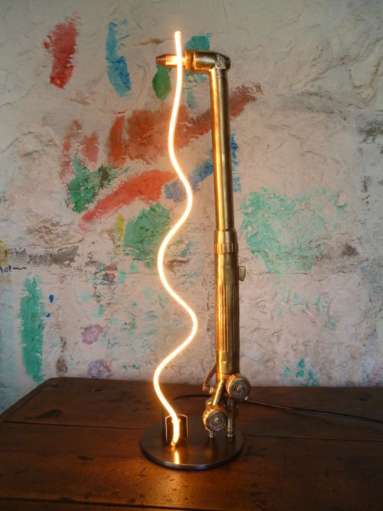Design intitulée "Lampe design indust…" par Leferailleur02, Œuvre d'art originale, Luminaire