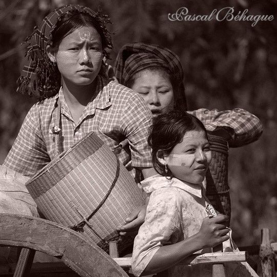 Photography titled "Thanaka Girls" by Pascal Béhague, Original Artwork